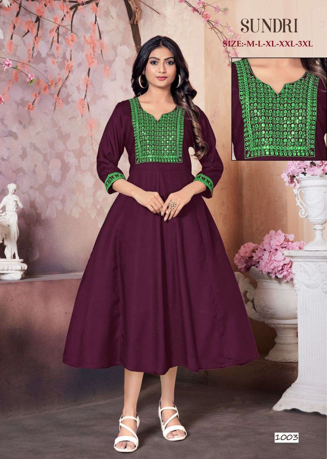MF SUNDRI RAYON SEQUENCE WORK KURTI 