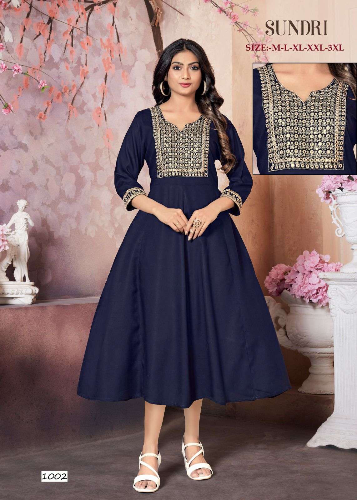 MF SUNDRI RAYON SEQUENCE WORK KURTI 