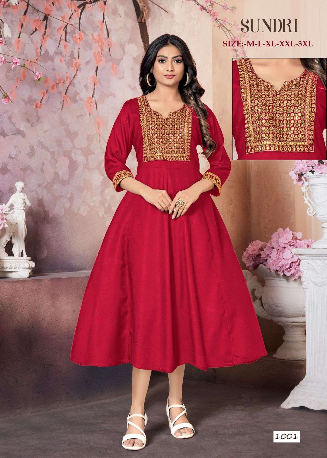 MF SUNDRI RAYON SEQUENCE WORK KURTI 