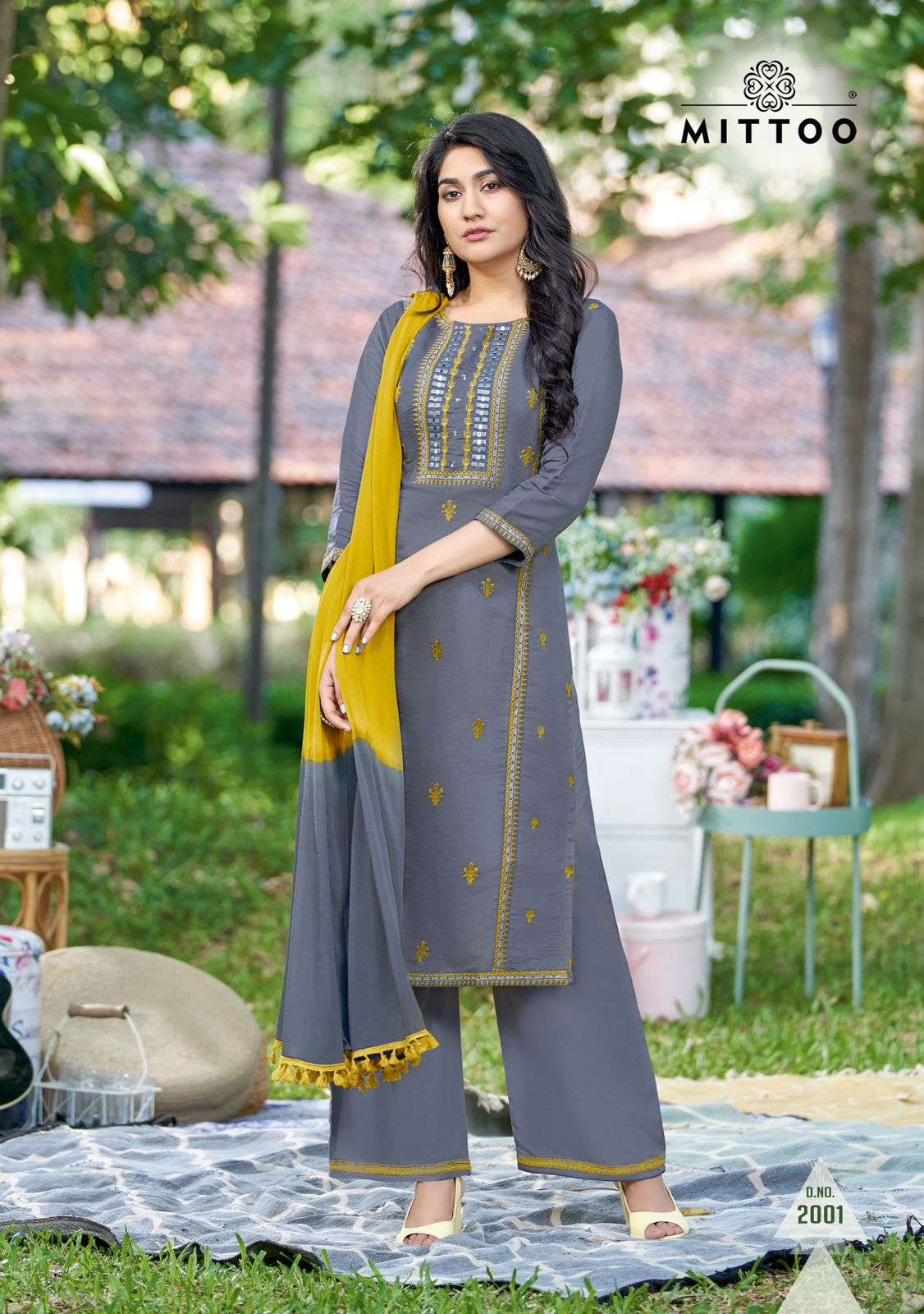 MITTOO ROOP RAYON KURTI WITH PLAZZO AND DUPATTA SET 