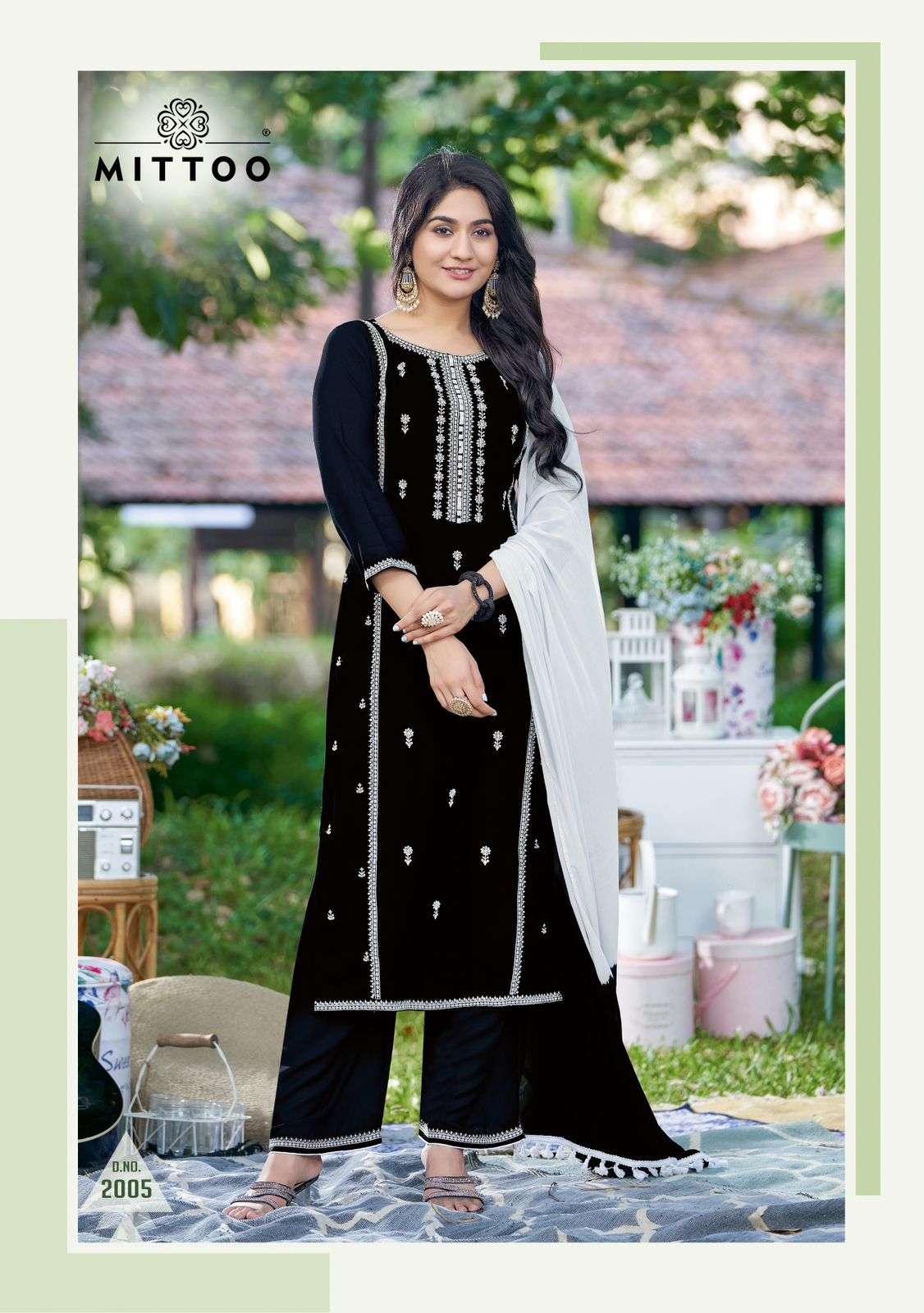 MITTOO ROOP RAYON KURTI WITH PLAZZO AND DUPATTA SET 