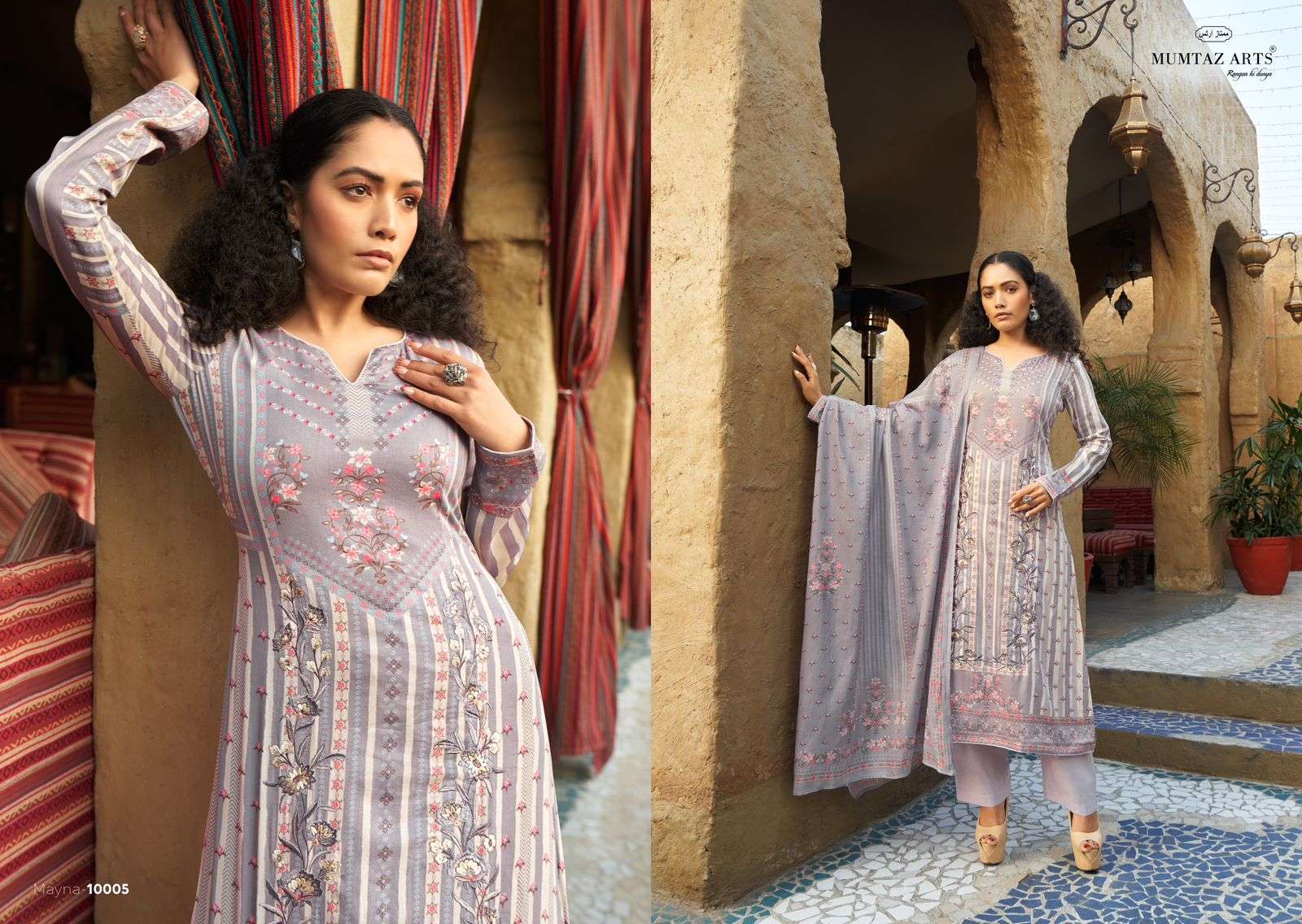 MUMTAZ ARTS MAYNA VISCOSE FANCY EMBROIDERY WORK SUIT