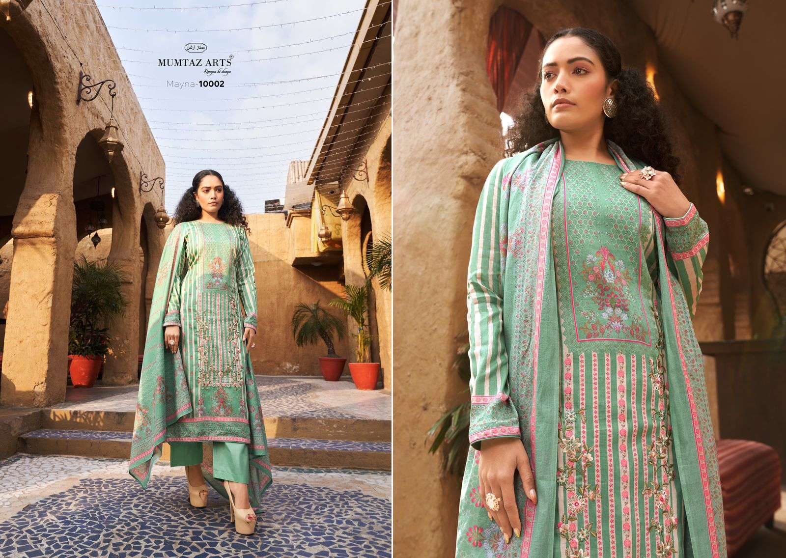 MUMTAZ ARTS MAYNA VISCOSE FANCY EMBROIDERY WORK SUIT