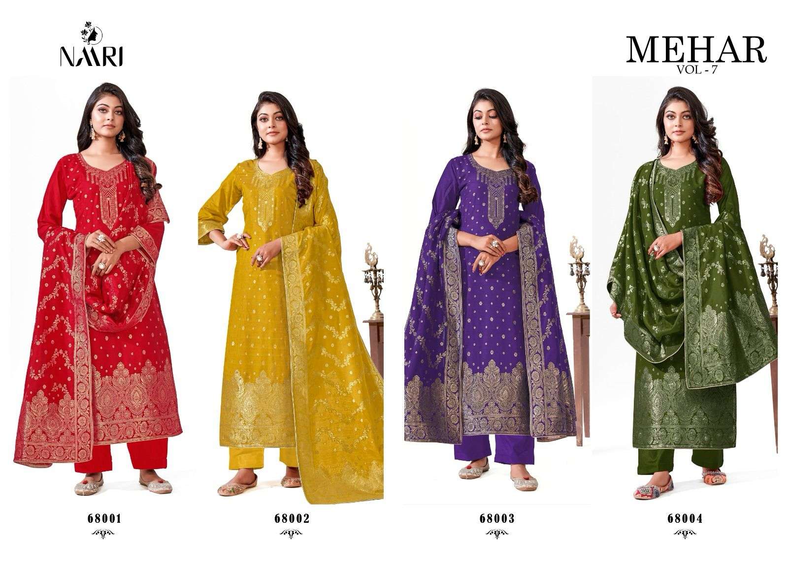 NAARI MEHAR VOL 7 MUSLIN JACQUARD EMBROIDERY SUIT
