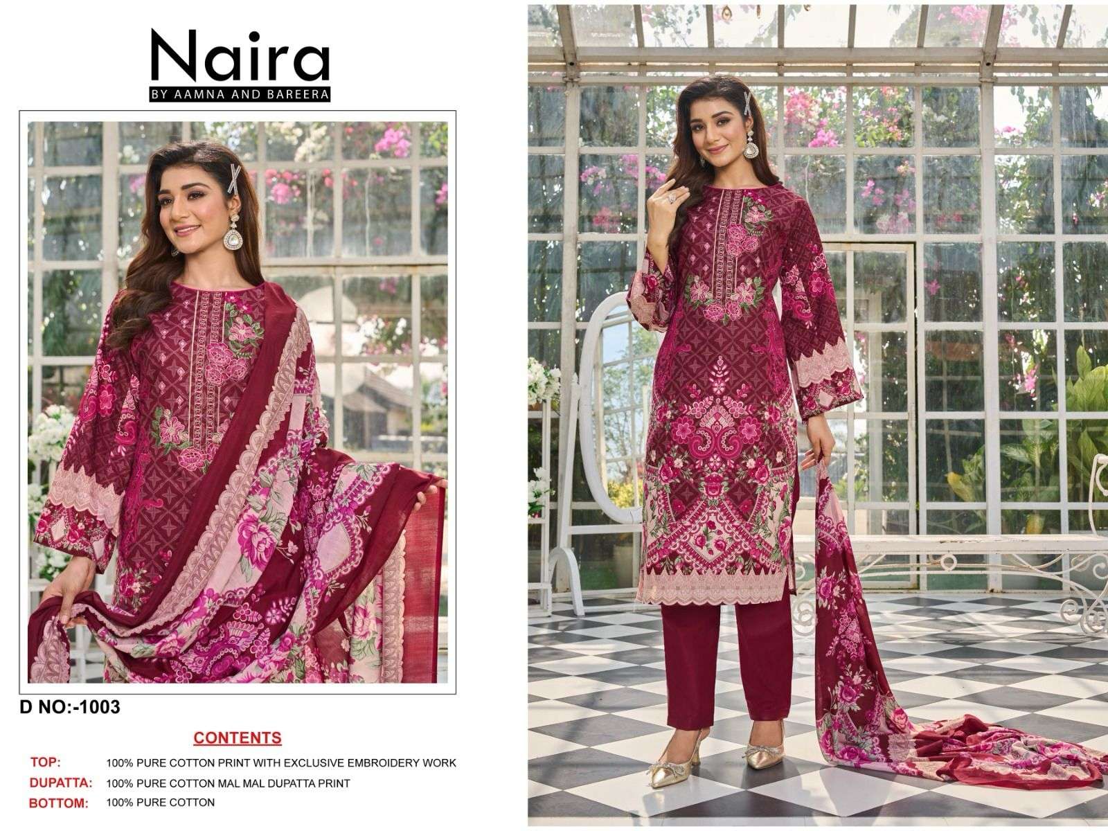 RAZZO EXPORTS NAIRA VOL 1 COTTON FANCY WORK SUIT