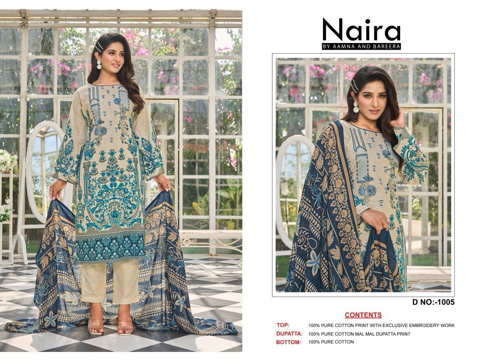 RAZZO EXPORTS NAIRA VOL 1 COTTON FANCY WORK SUIT