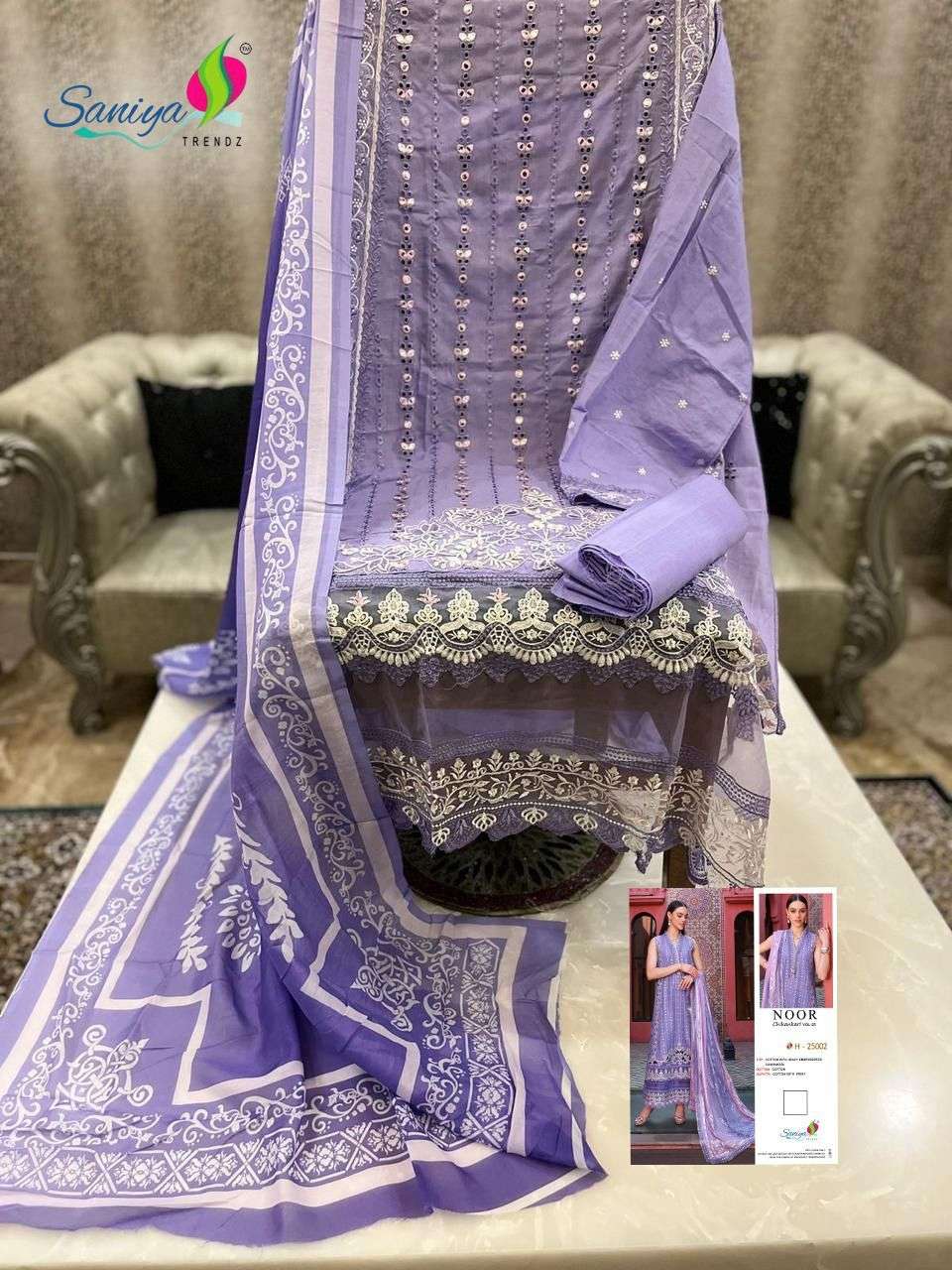 SANIYA TRENDZ D NO 25002 CHIKANKARI EMBROIDERED SUIT