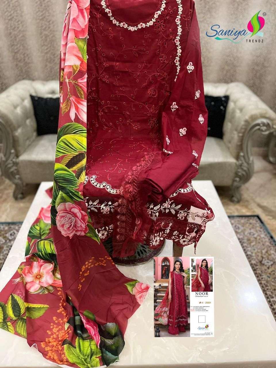 SANIYA TRENDZ NOOR CHIKANKARI VOL 25 FANCY EMBROIDERY SUIT