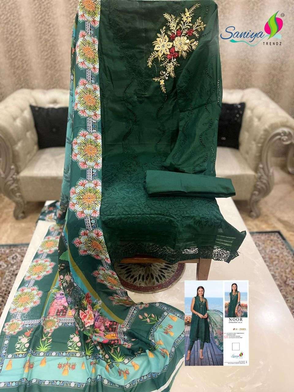SANIYA TRENDZ NOOR CHIKANKARI VOL 25 FANCY EMBROIDERY SUIT