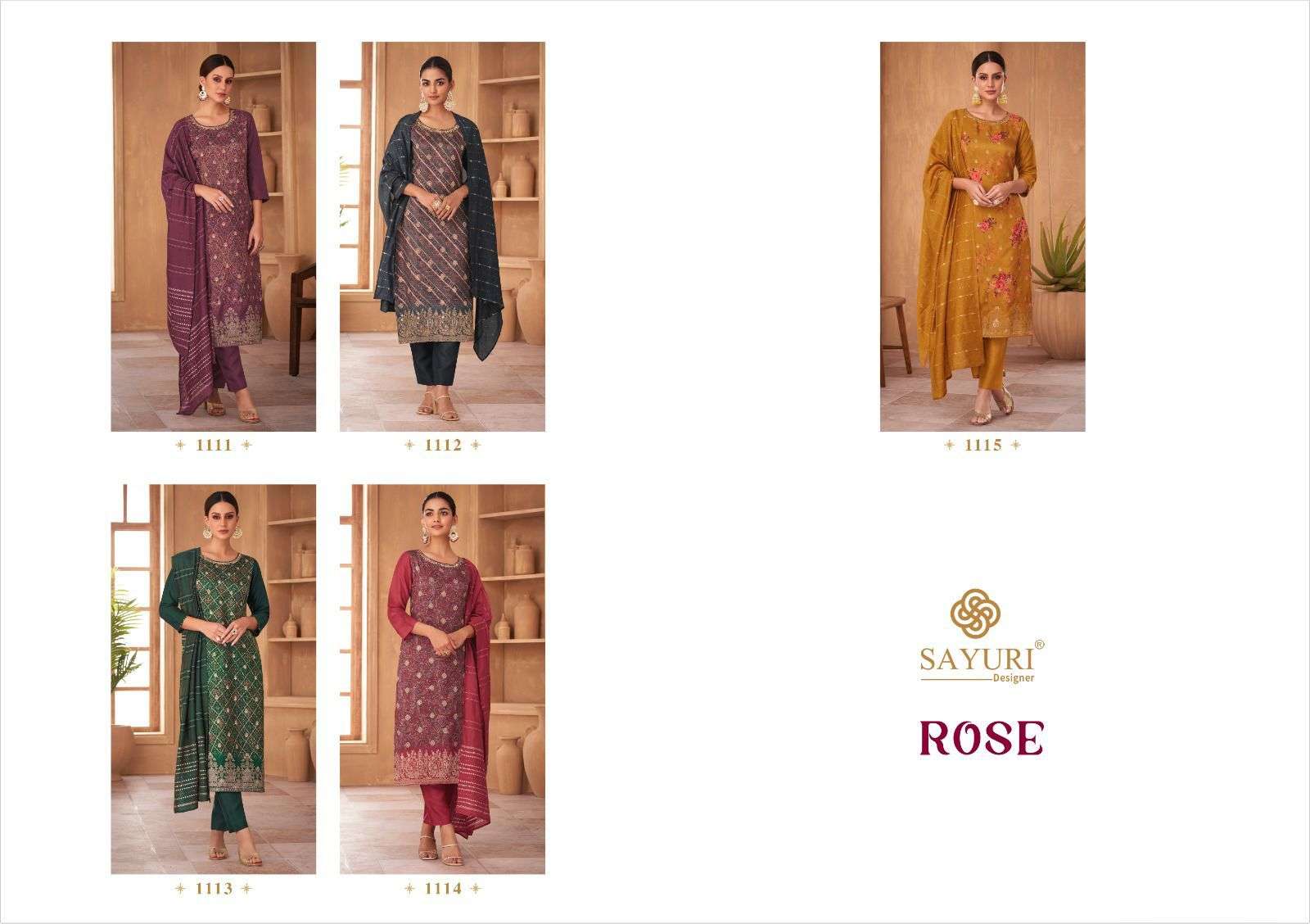 SAYURI DESIGNER ROSE JACQURD DESIGNER SUIT