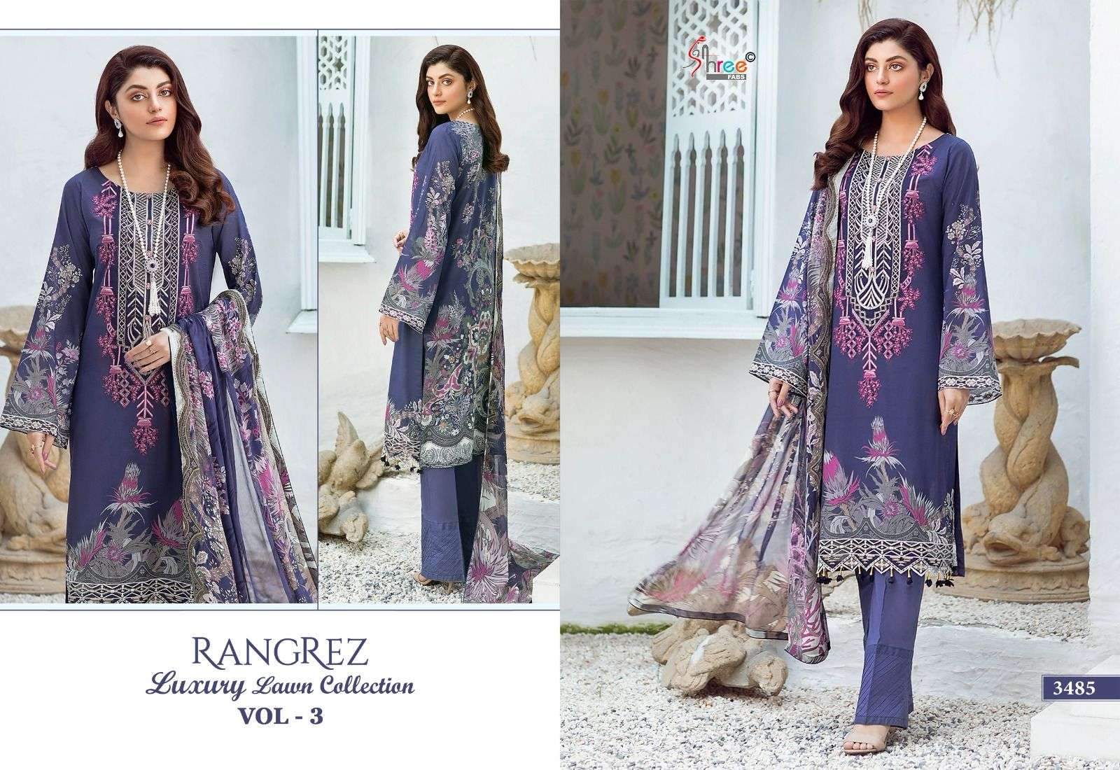 SHREE FABS RANGREZ LUXCURY LAWN COLLECTION VOL 3 COTTON SUIT