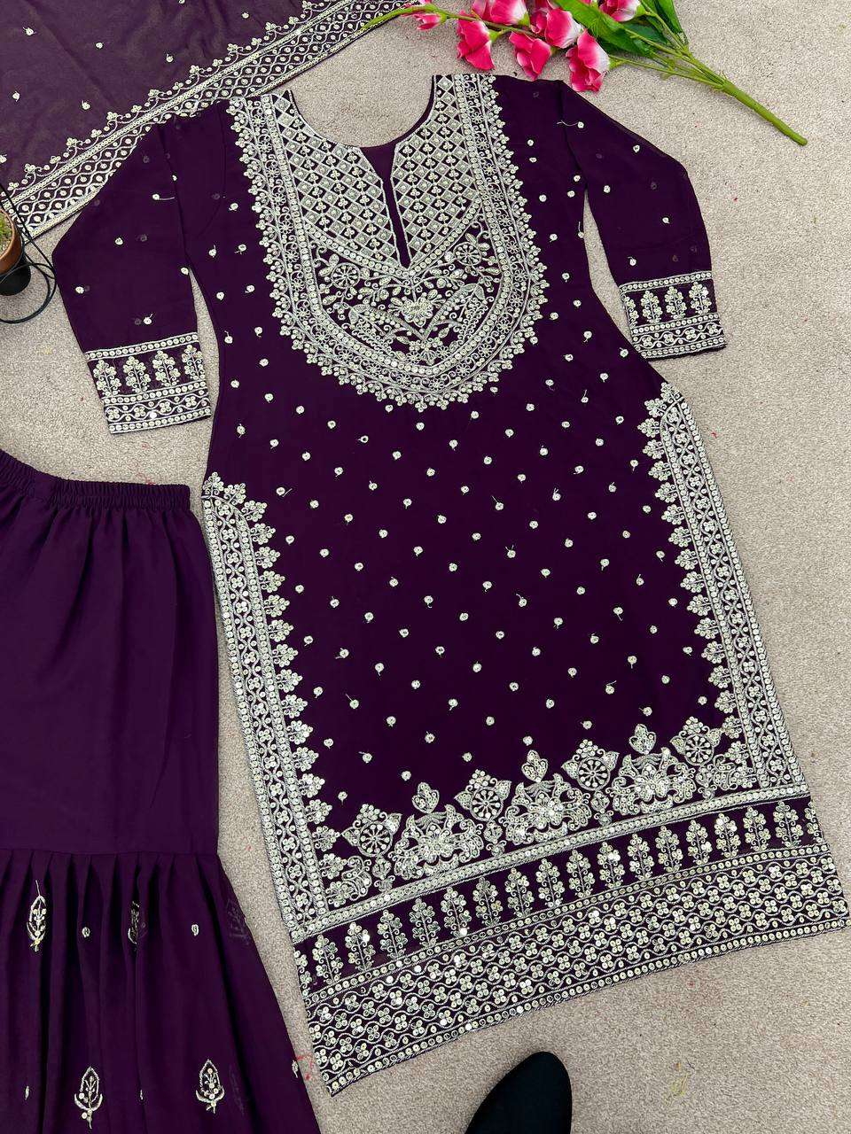 SSR 449 WINE SHARARA SUIT