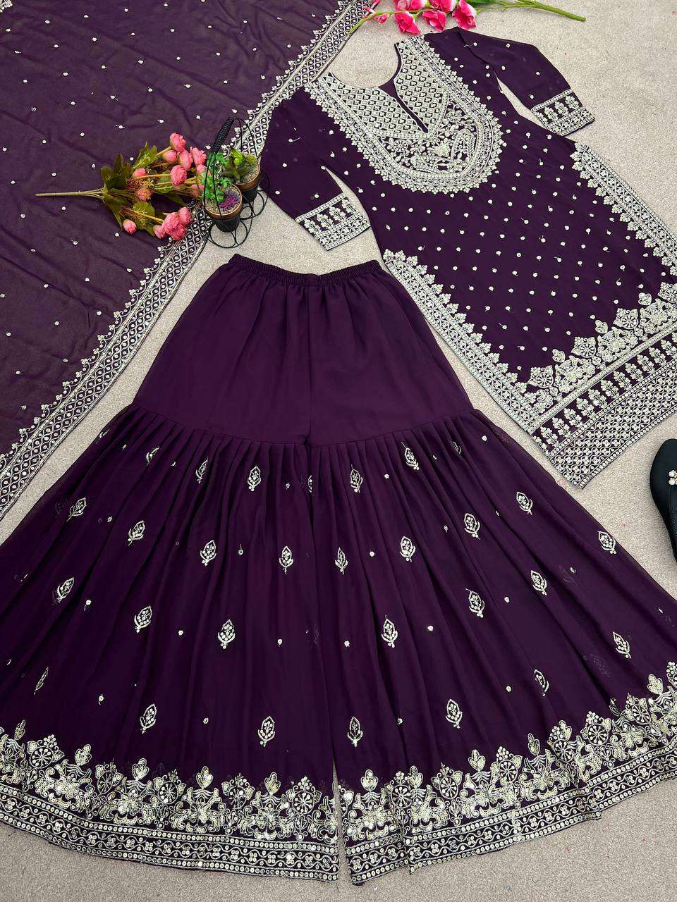 SSR 449 WINE SHARARA SUIT