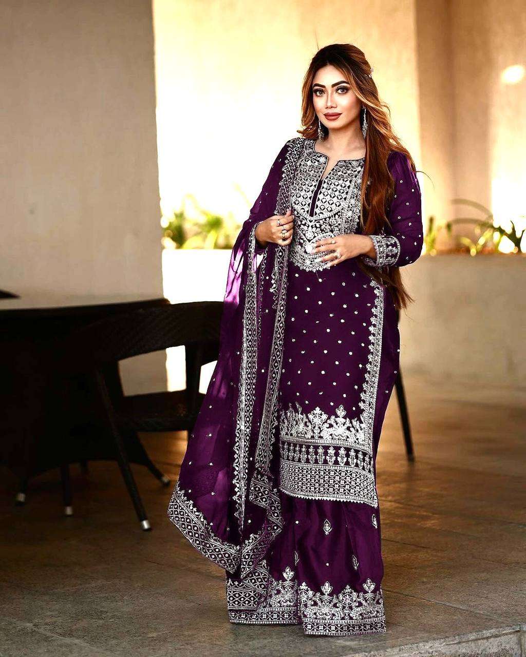SSR 449 WINE SHARARA SUIT