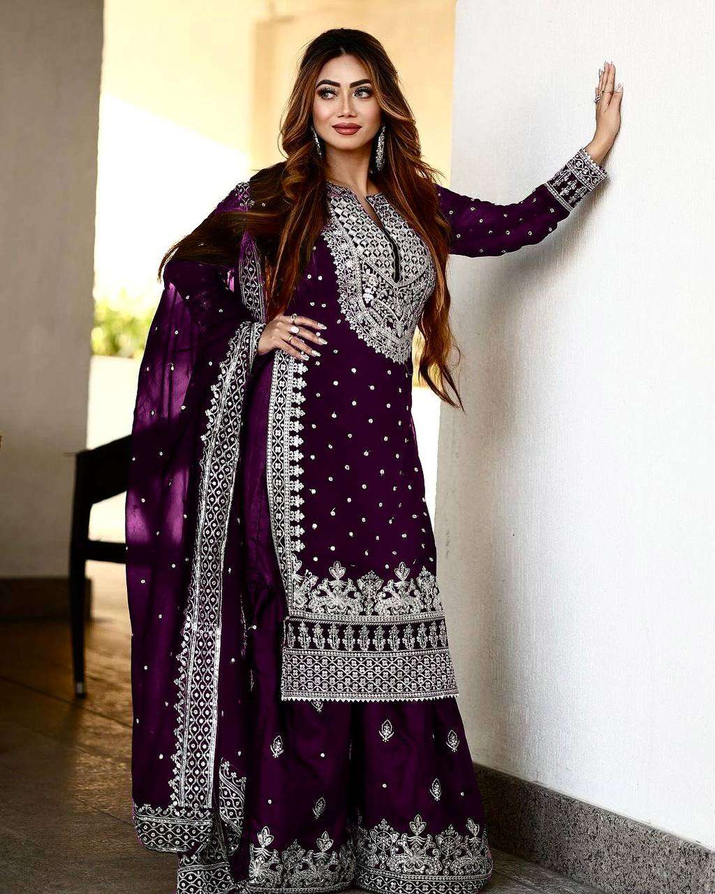 SSR 449 WINE SHARARA SUIT