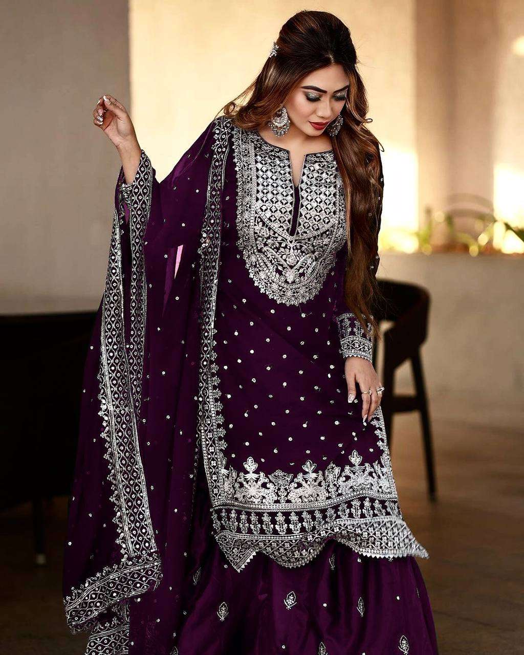 SSR 449 WINE SHARARA SUIT