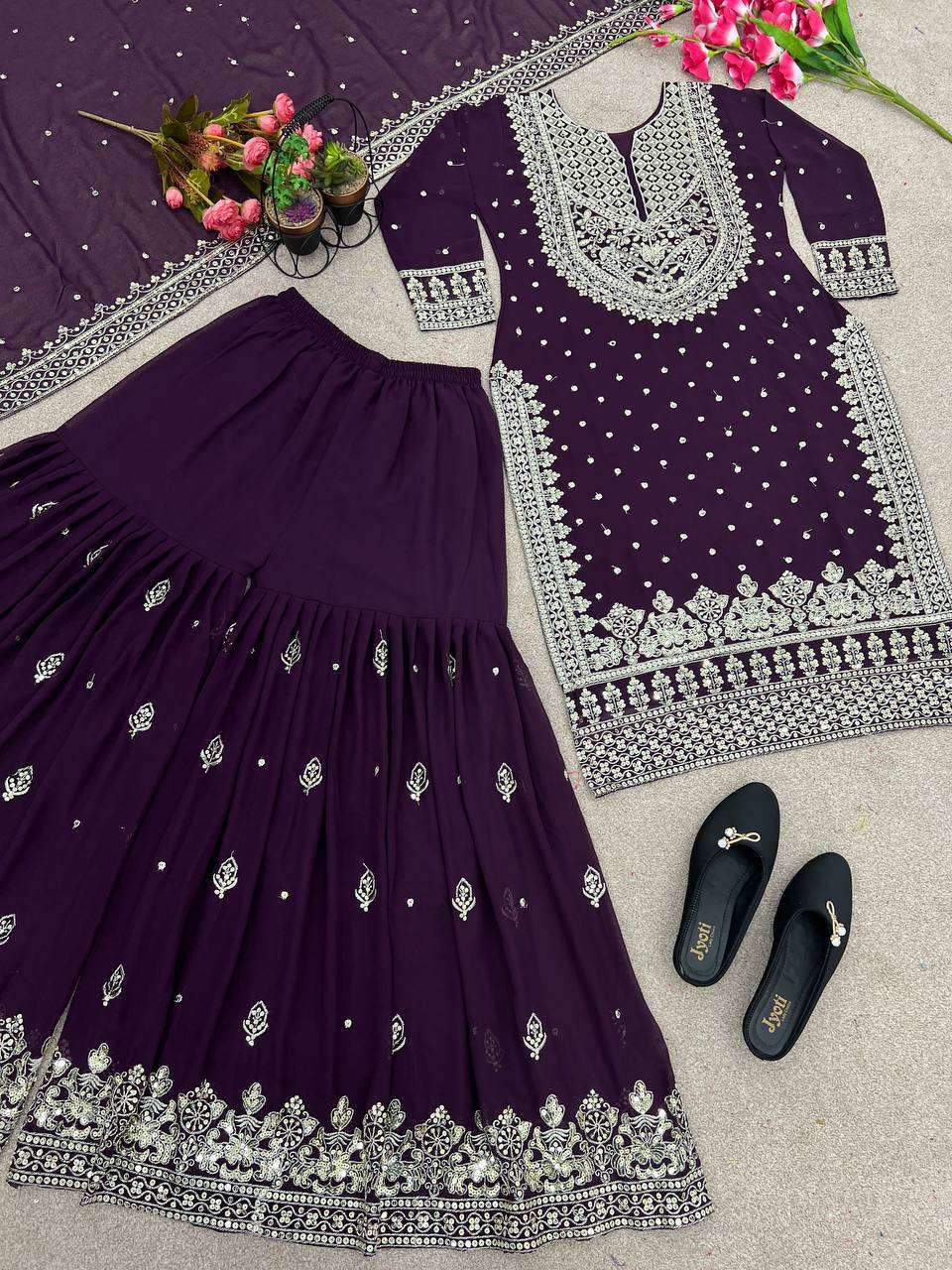 SSR 449 WINE SHARARA SUIT