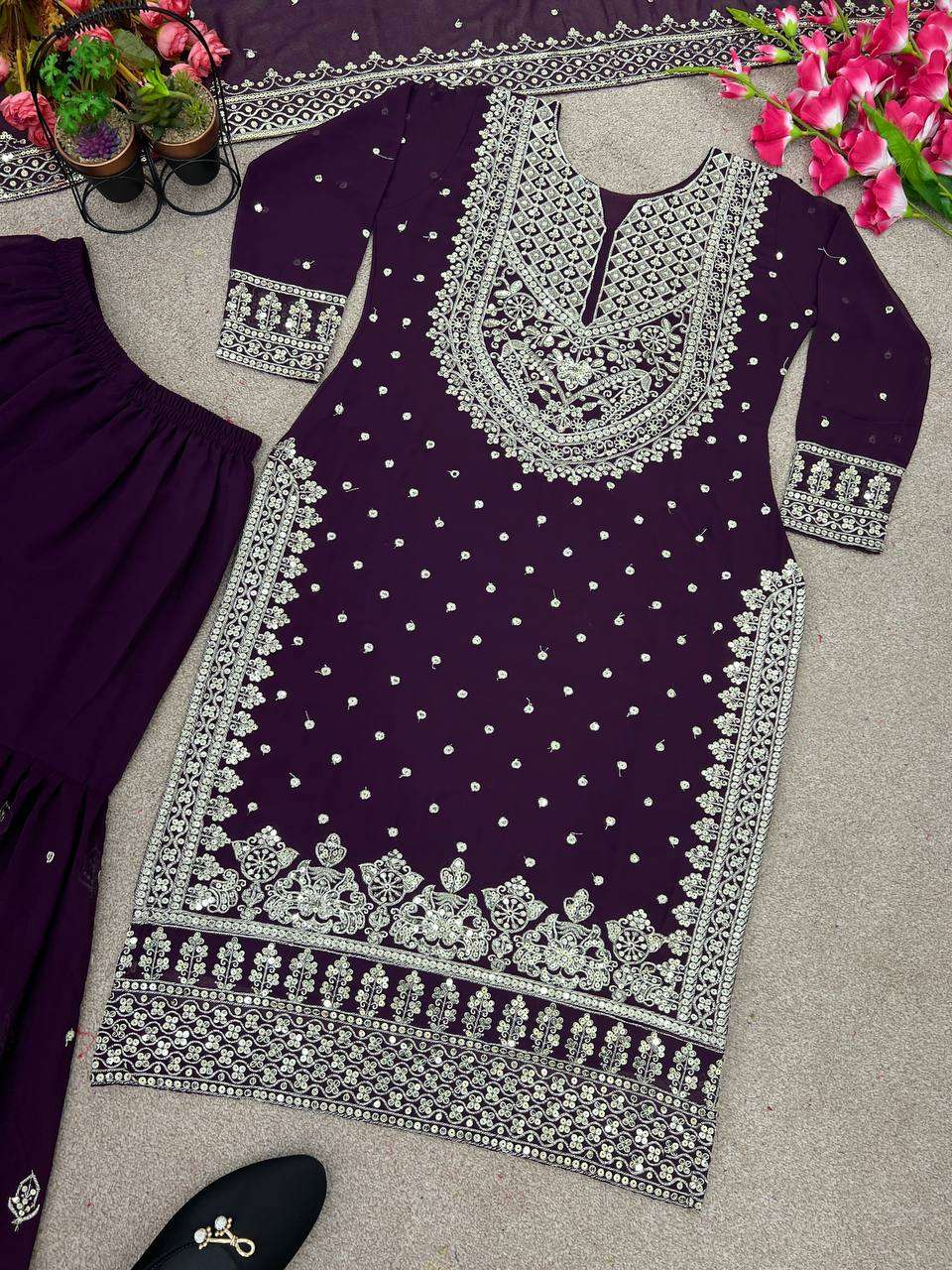 SSR 449 WINE SHARARA SUIT