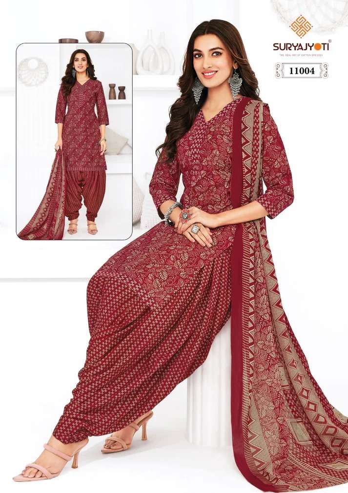 SURYAJYOTI TRENDY PATIYALA VOL 11 COTTON PRINTED SUIT