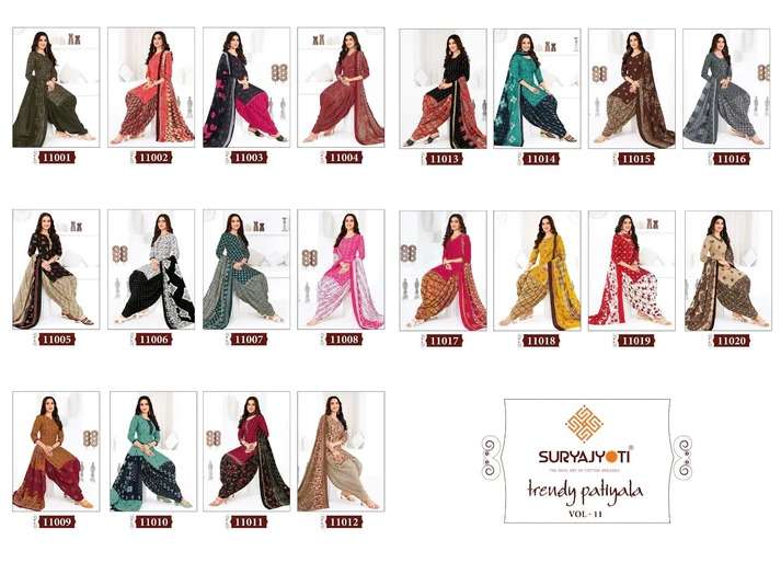 SURYAJYOTI TRENDY PATIYALA VOL 11 COTTON PRINTED SUIT