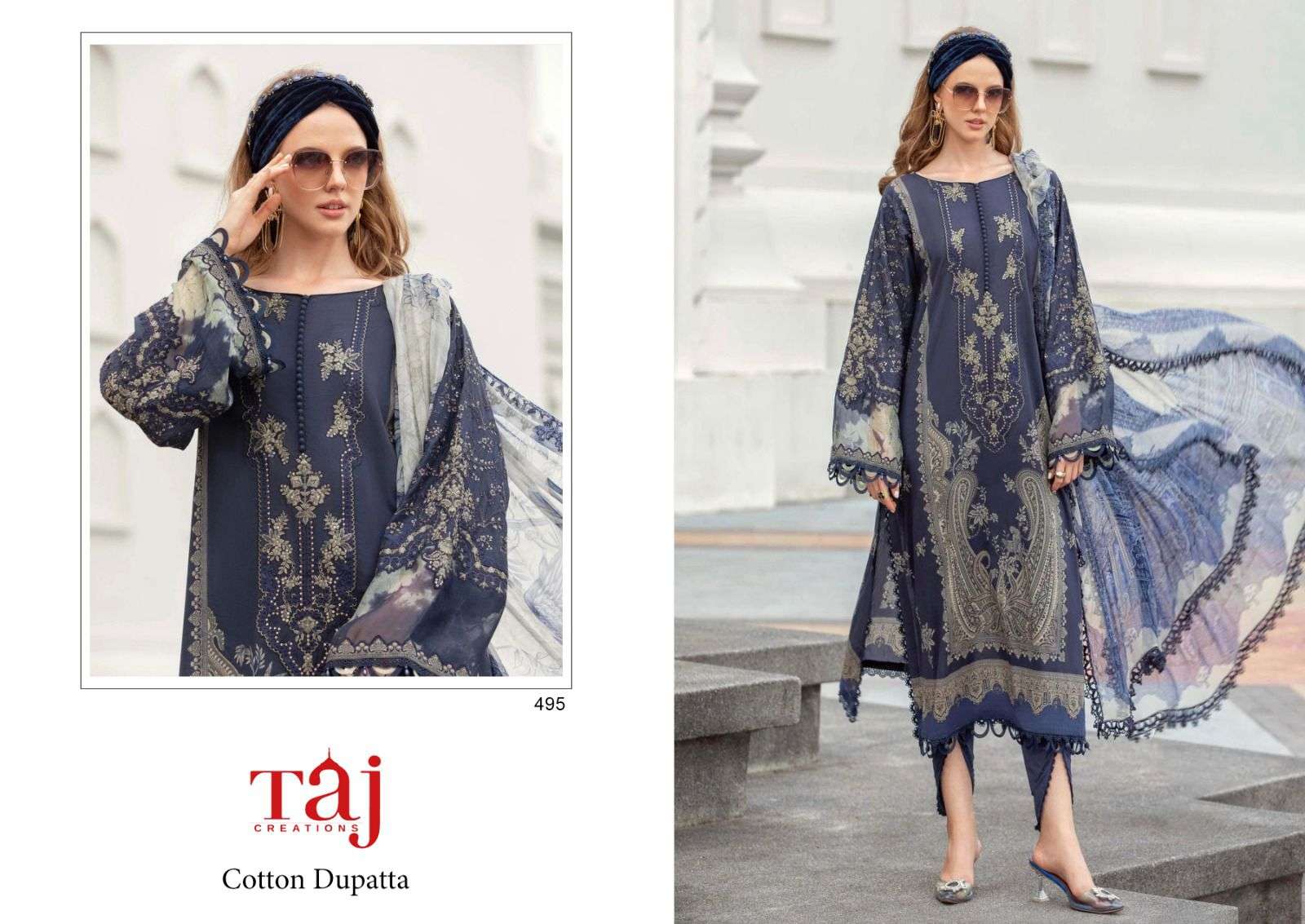 TAJ CREATION D NO 495 AND 496 COTTON SALWAR KAMEEZ 