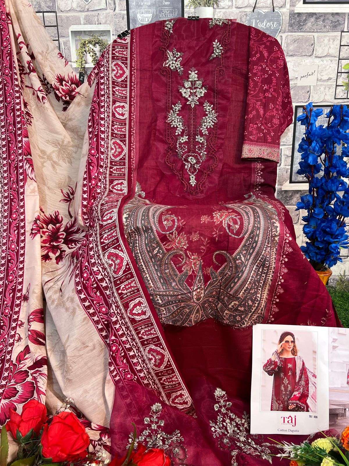 TAJ CREATION D NO 495 AND 496 COTTON SALWAR KAMEEZ 