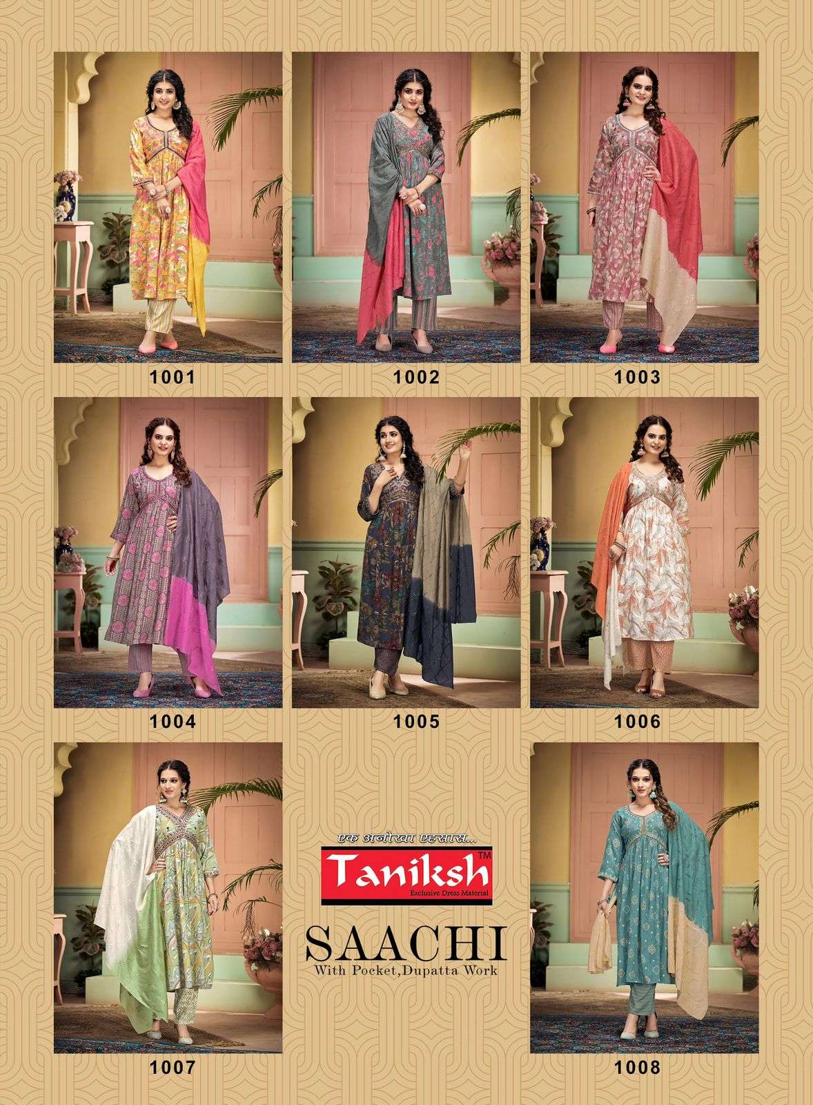 TANIKSH SAACHI VOL 1 ALIA CUT STYLE KURTI COMBO SET 