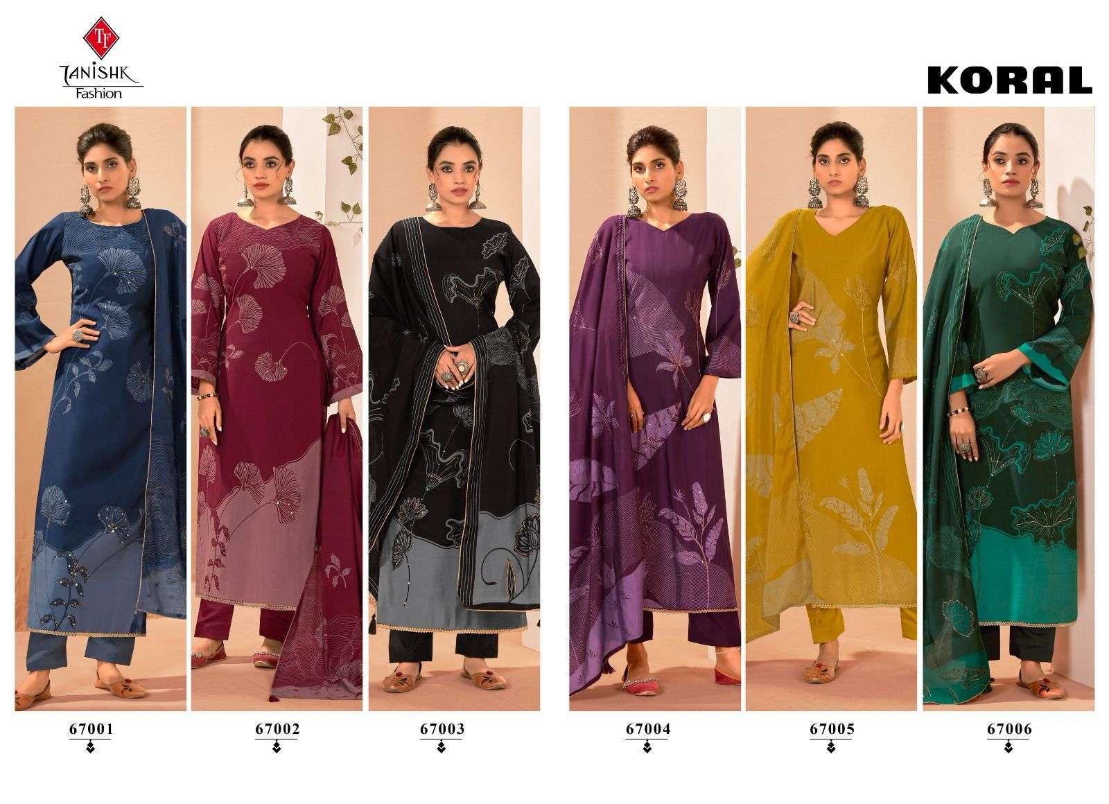 TANISHK FASHION KORAL MUSLIN FANCY WORK SUIT