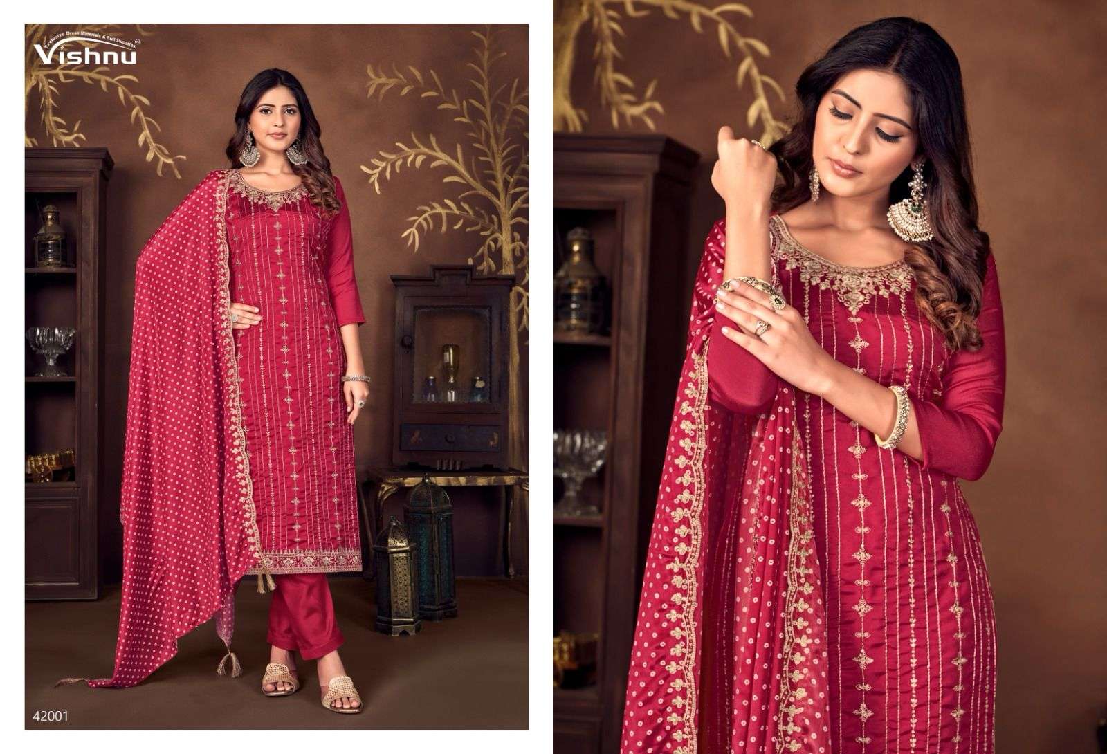 VISHNU IMPEX LAVINA EMBROIDERY DESIGNER SILK SUIT