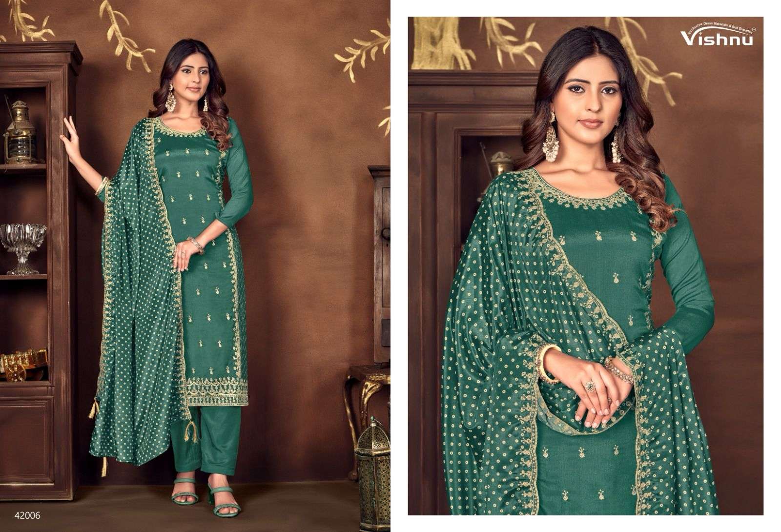 VISHNU IMPEX LAVINA EMBROIDERY DESIGNER SILK SUIT