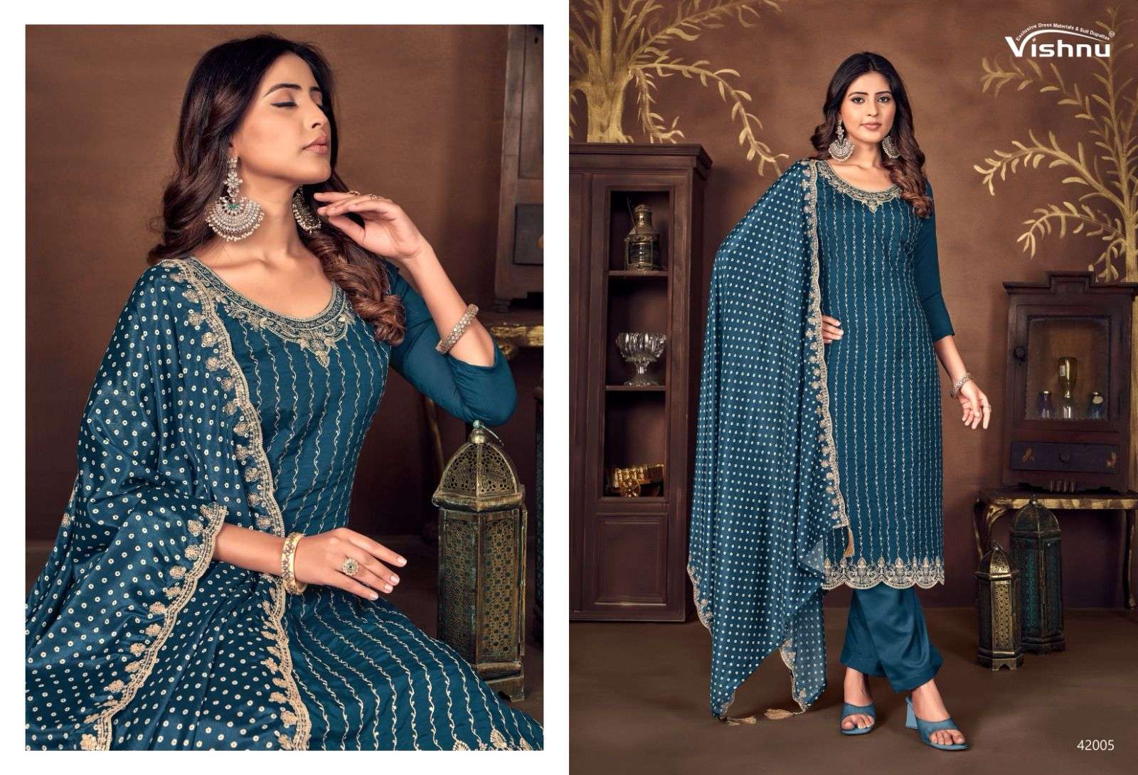 VISHNU IMPEX LAVINA EMBROIDERY DESIGNER SILK SUIT