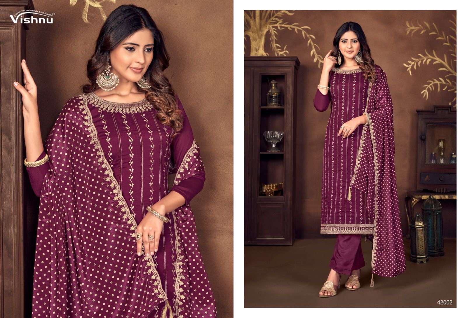 VISHNU IMPEX LAVINA EMBROIDERY DESIGNER SILK SUIT