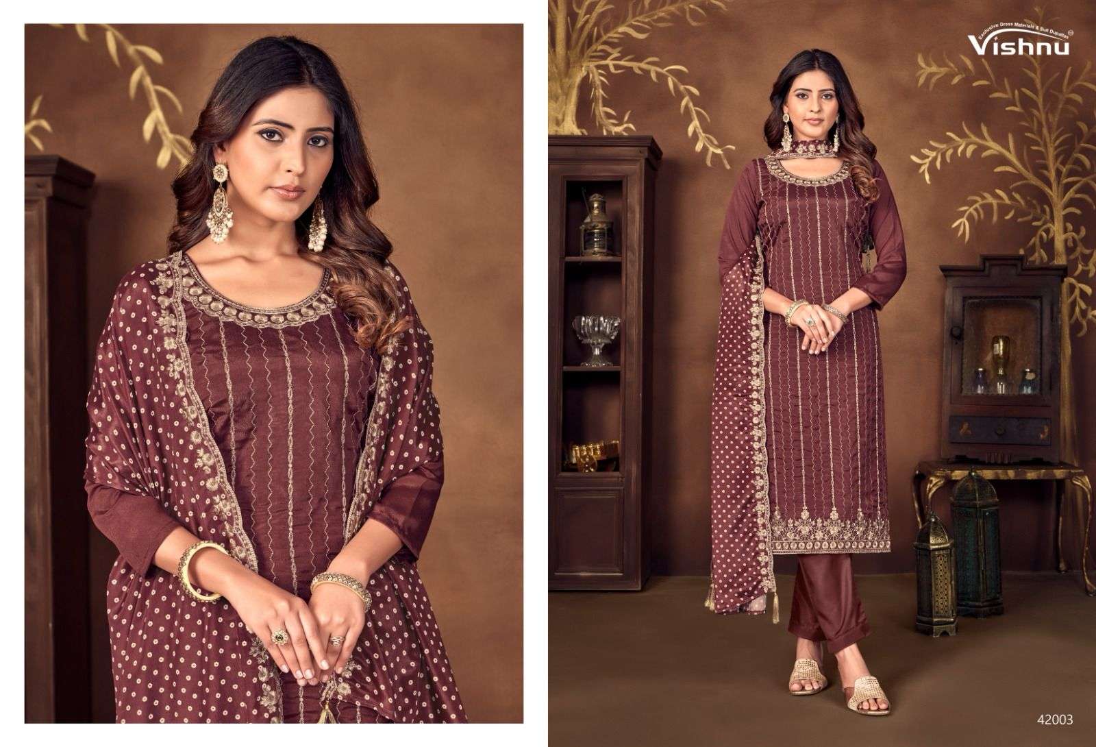 VISHNU IMPEX LAVINA EMBROIDERY DESIGNER SILK SUIT
