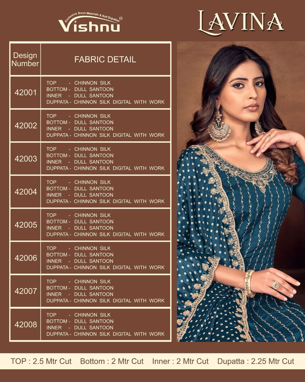 VISHNU IMPEX LAVINA EMBROIDERY DESIGNER SILK SUIT