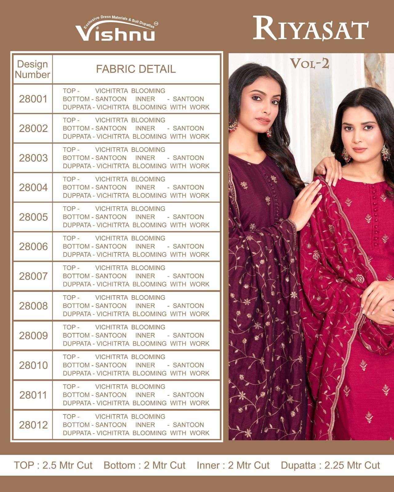 VISHNU IMPEX RIYASAT VOL 2 SILK FANCY WORK SUIT
