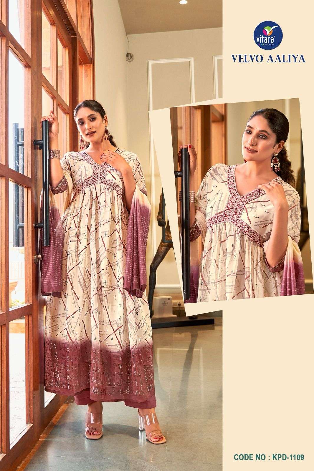 VITARA FASHION VELVO ALIA CIUT PATTERN  KURTI COMBO SET 