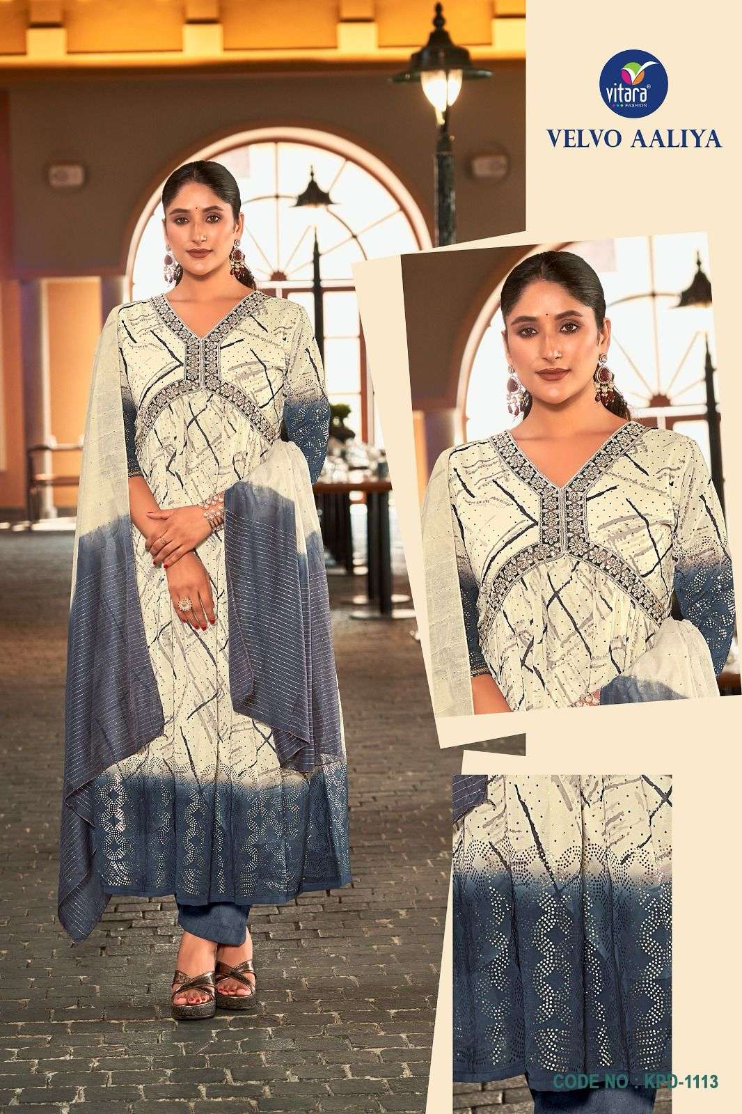VITARA FASHION VELVO ALIA CIUT PATTERN  KURTI COMBO SET 