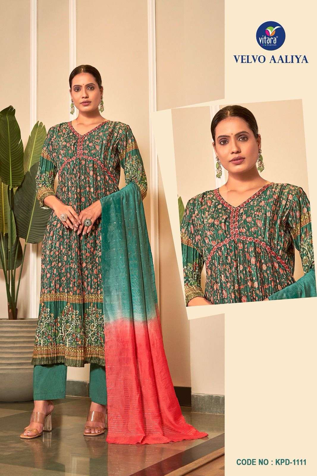 VITARA FASHION VELVO ALIA CIUT PATTERN  KURTI COMBO SET 