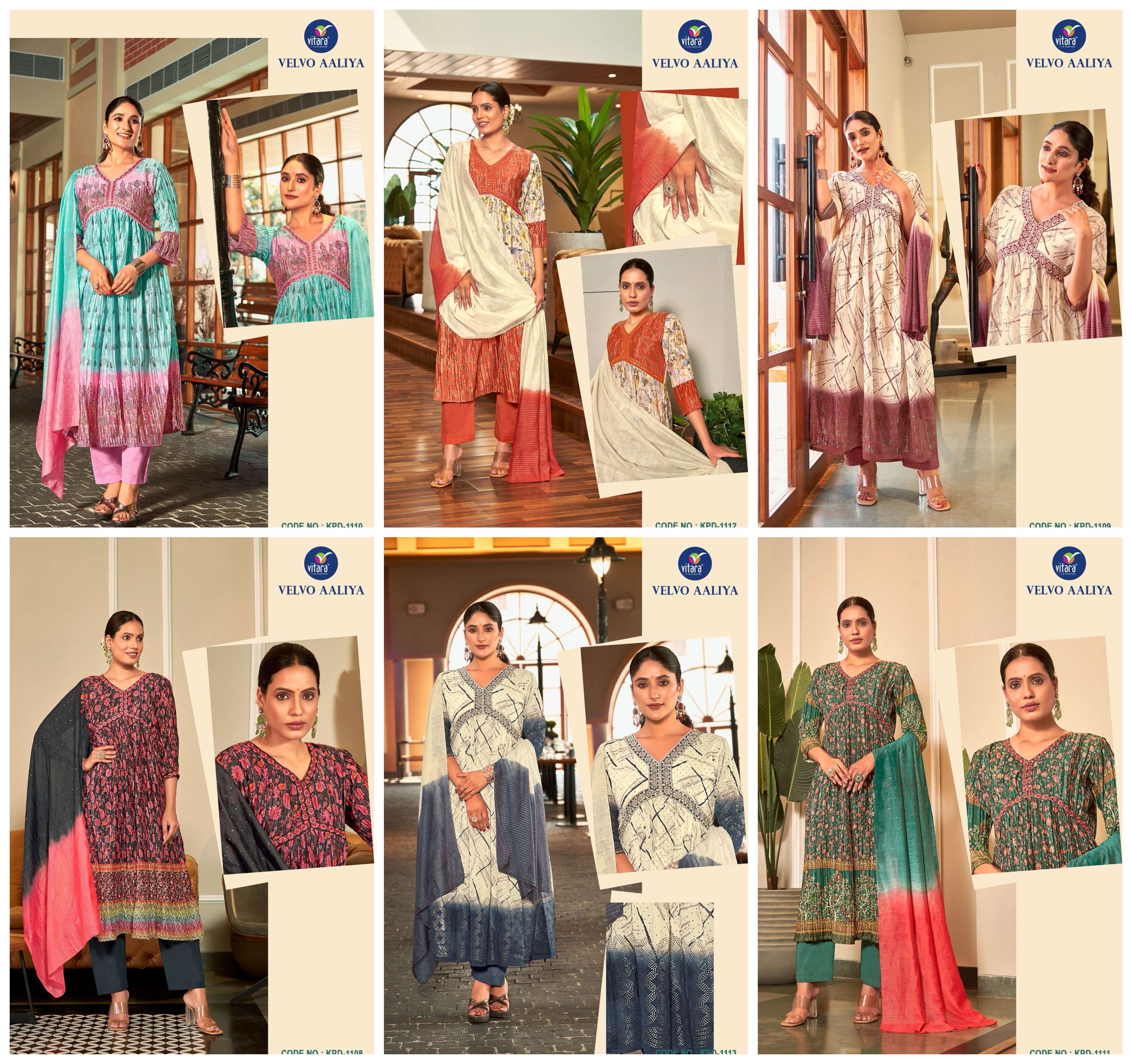 VITARA FASHION VELVO ALIA CIUT PATTERN  KURTI COMBO SET 