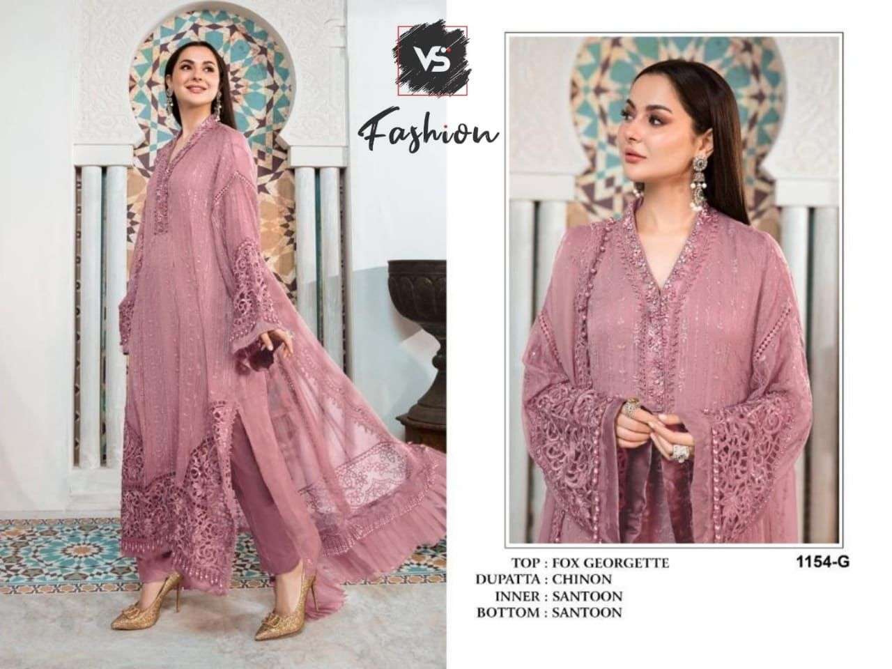 VS FASHION D NO 1154 GEORGETTE EMBROIDERED SUIT