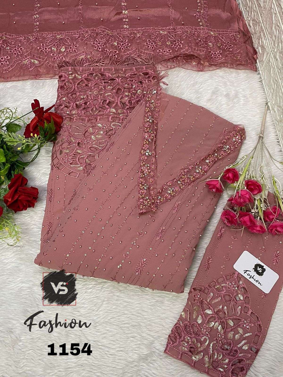 VS FASHION D NO 1154 GEORGETTE EMBROIDERED SUIT