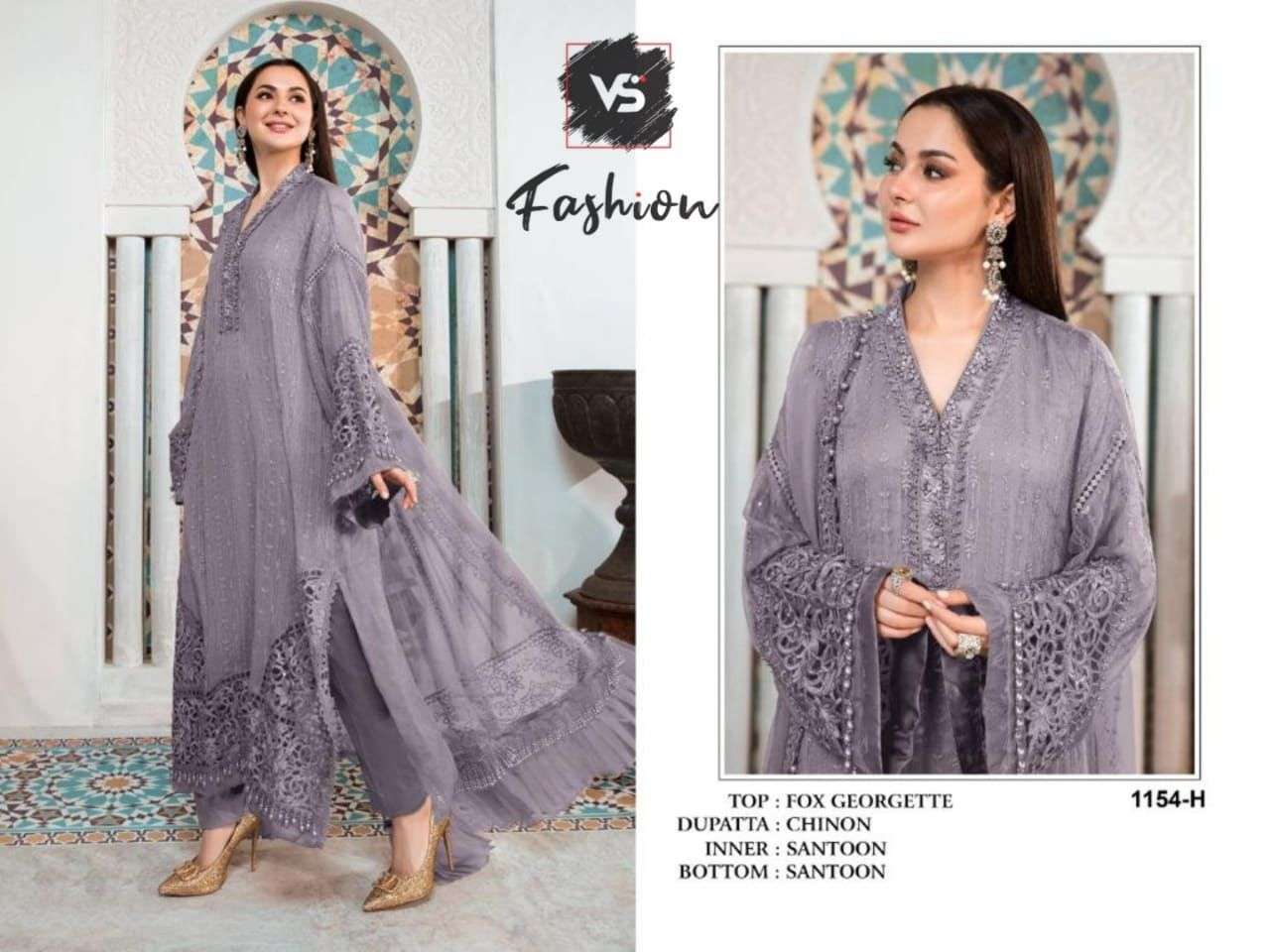 VS FASHION D NO 1154 GEORGETTE EMBROIDERED SUIT