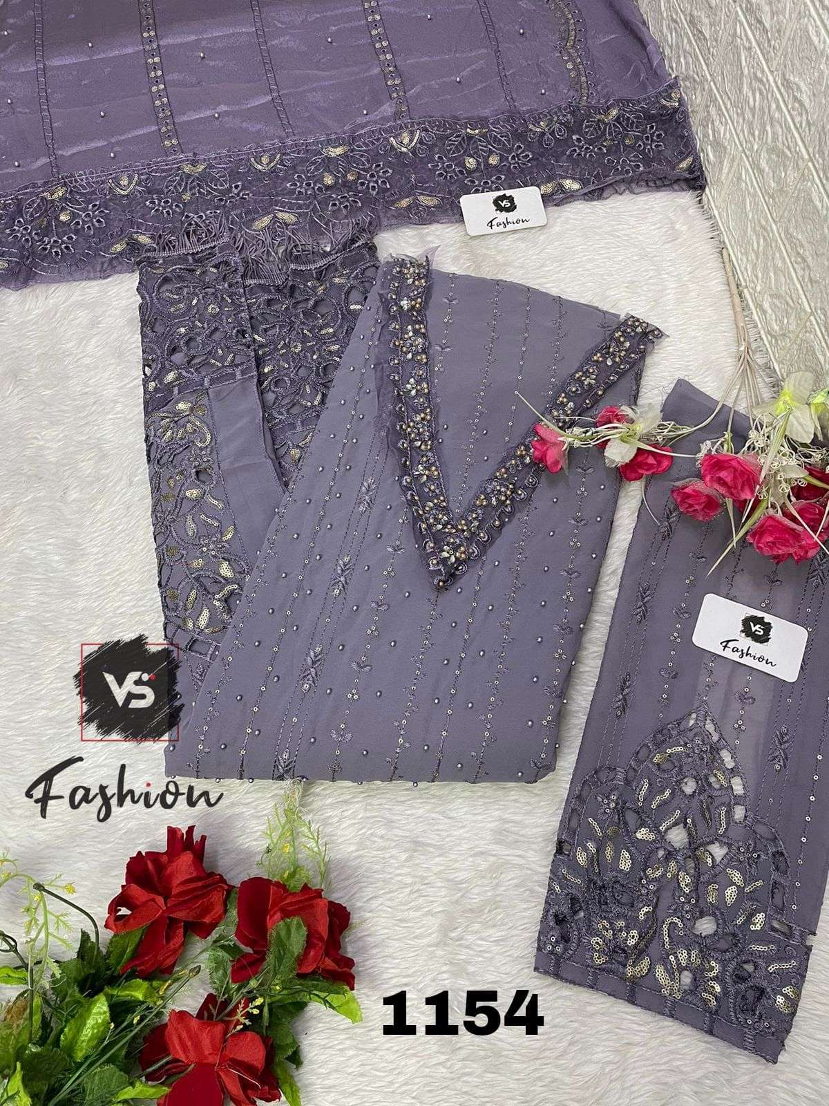 VS FASHION D NO 1154 GEORGETTE EMBROIDERED SUIT