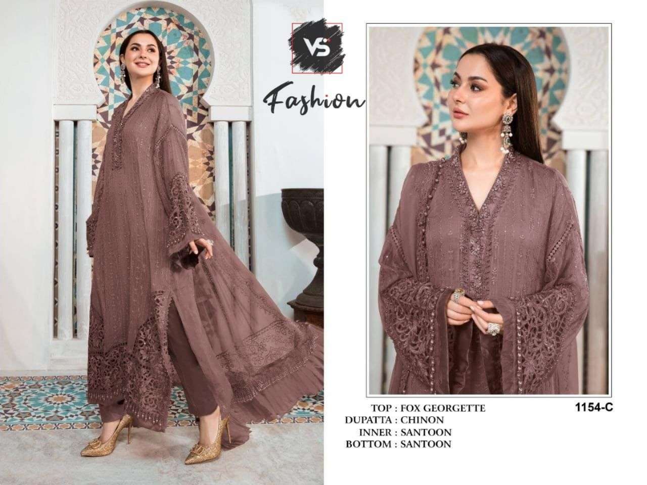 VS FASHION D NO 1154 GEORGETTE EMBROIDERED SUIT