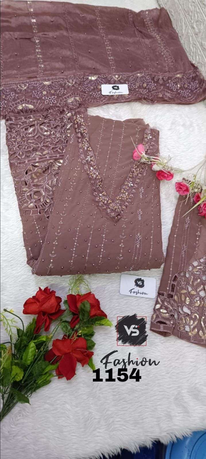 VS FASHION D NO 1154 GEORGETTE EMBROIDERED SUIT