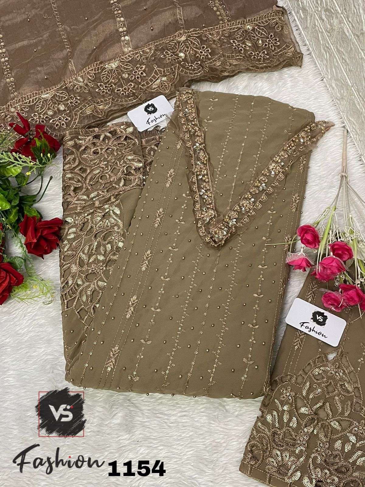 VS FASHION D NO 1154 GEORGETTE EMBROIDERED SUIT
