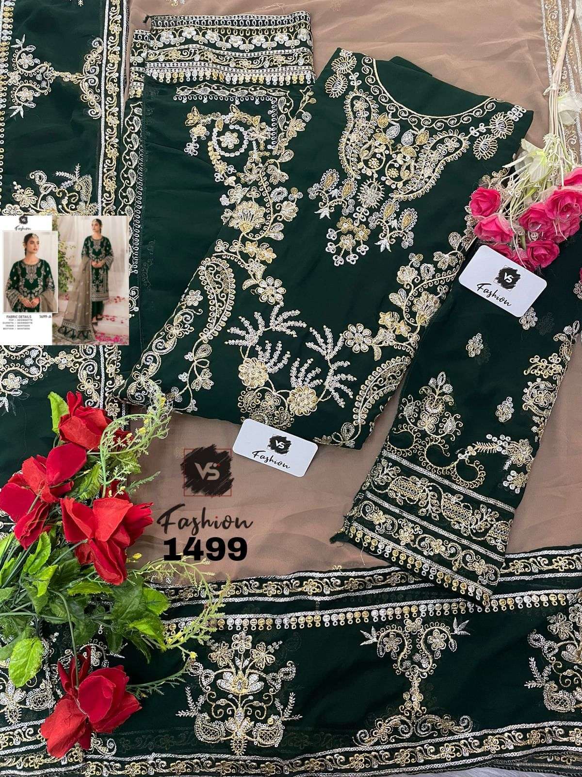  VS FASHION D NO 1499 GEORGETTE EMBROIDERED SUIT