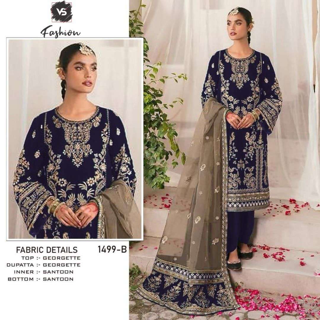  VS FASHION D NO 1499 GEORGETTE EMBROIDERED SUIT
