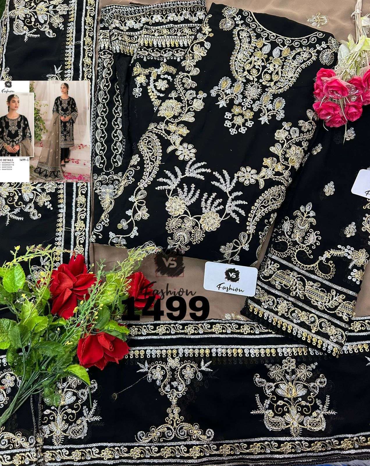  VS FASHION D NO 1499 GEORGETTE EMBROIDERED SUIT