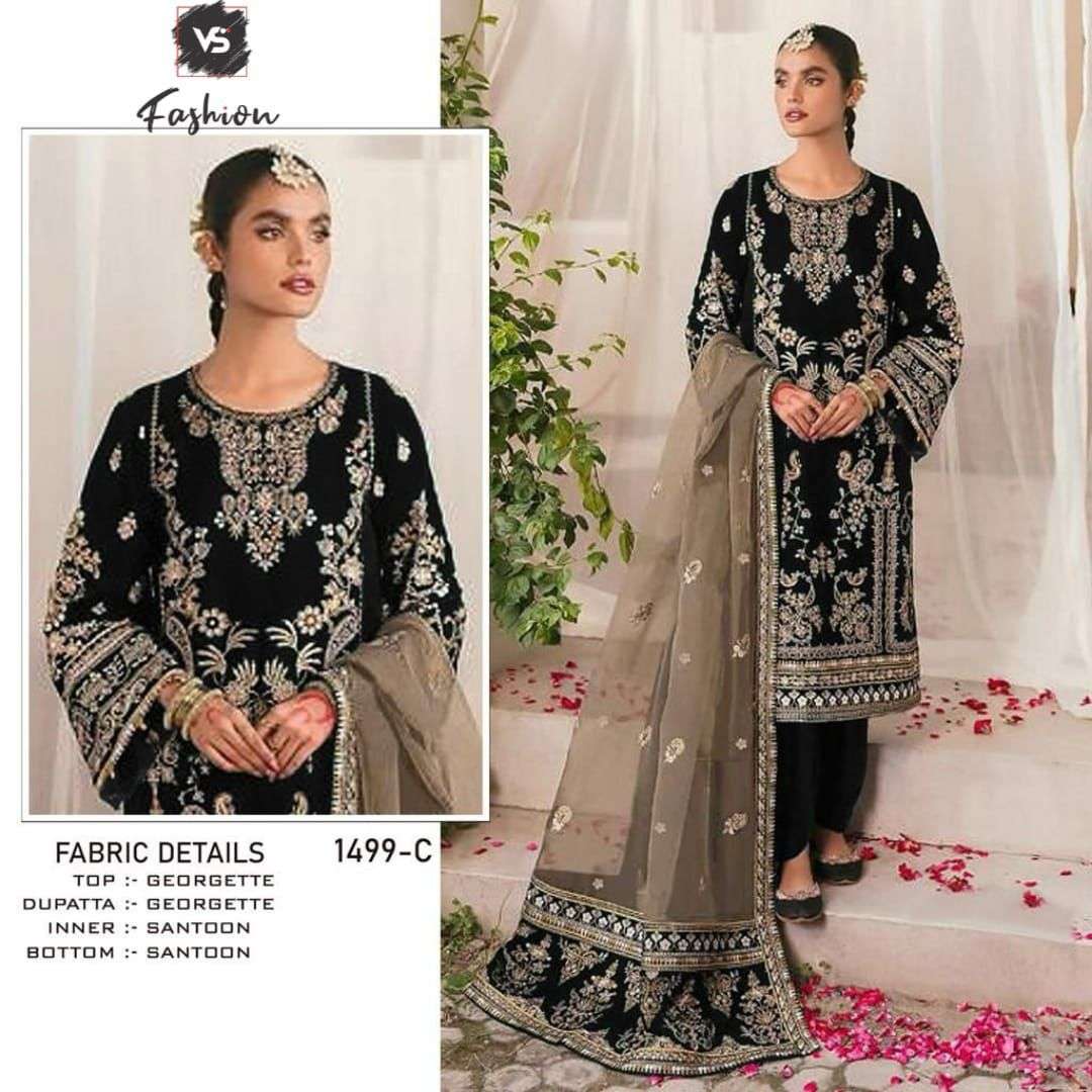  VS FASHION D NO 1499 GEORGETTE EMBROIDERED SUIT